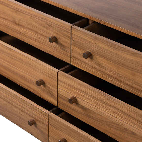 Arturo 6 Drawer Dresser - Natural Walnut Veneer