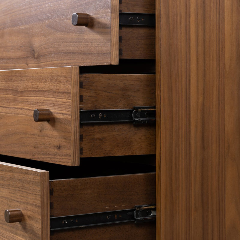 Arturo 6 Drawer Dresser - Natural Walnut Veneer