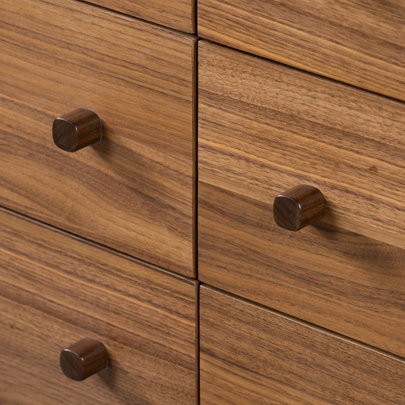 Arturo 6 Drawer Dresser - Natural Walnut Veneer
