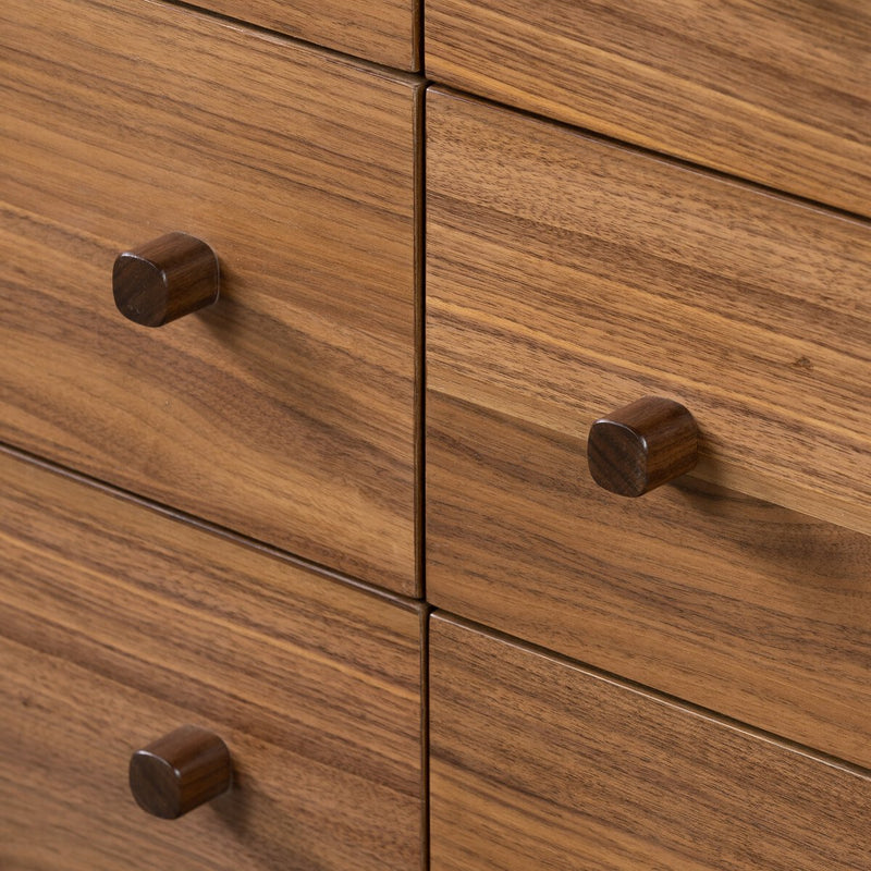 Arturo 6 Drawer Dresser - Natural Walnut Veneer