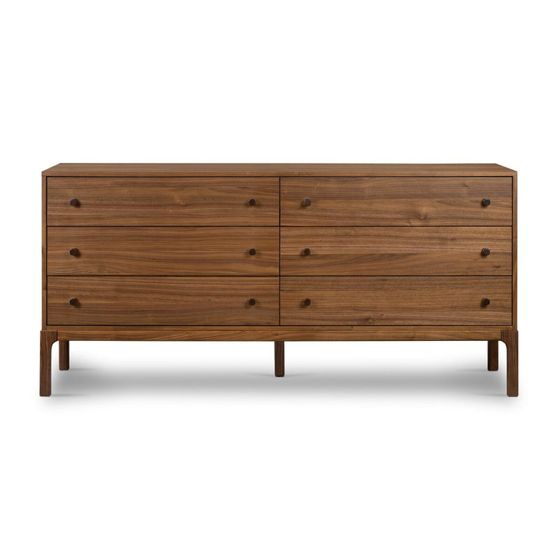 Arturo 6 Drawer Dresser - Natural Walnut Veneer