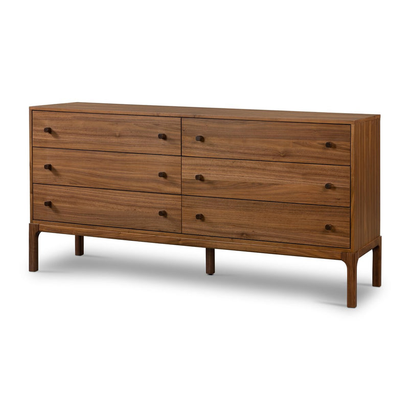 Arturo 6 Drawer Dresser - Natural Walnut Veneer