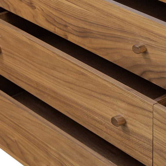 Arturo 9 Drawer Dresser - Natural Walnut Veneer