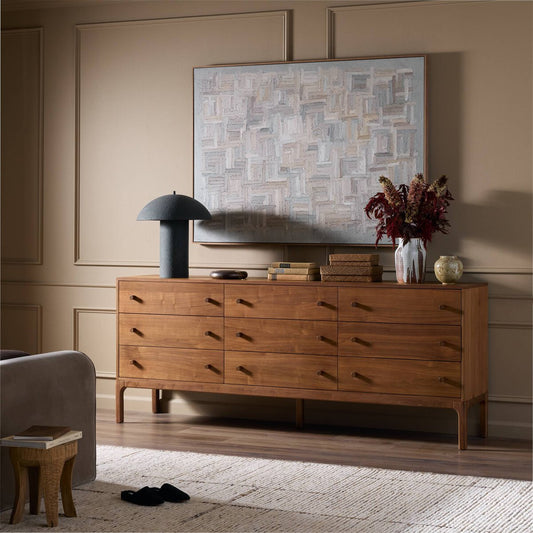 Arturo 9 Drawer Dresser - Natural Walnut Veneer