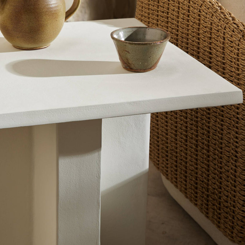 Terrell Outdoor End Table - Matte White Cast Aluminum