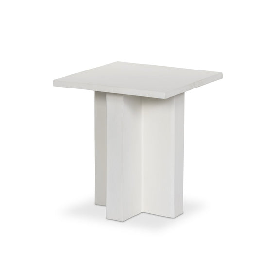 Terrell Outdoor End Table - Matte White Cast Aluminum