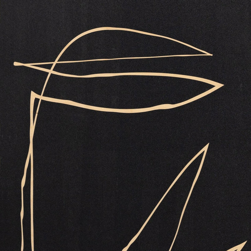 Abstract Botanic Line Drawing by Roseanne Kenny - Rustic Walnut