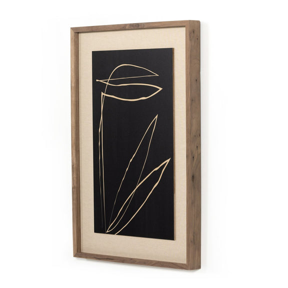 Abstract Botanic Line Drawing by Roseanne Kenny - Rustic Walnut