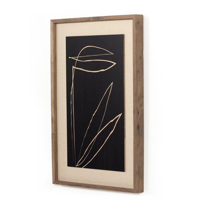 Abstract Botanic Line Drawing by Roseanne Kenny - Rustic Walnut