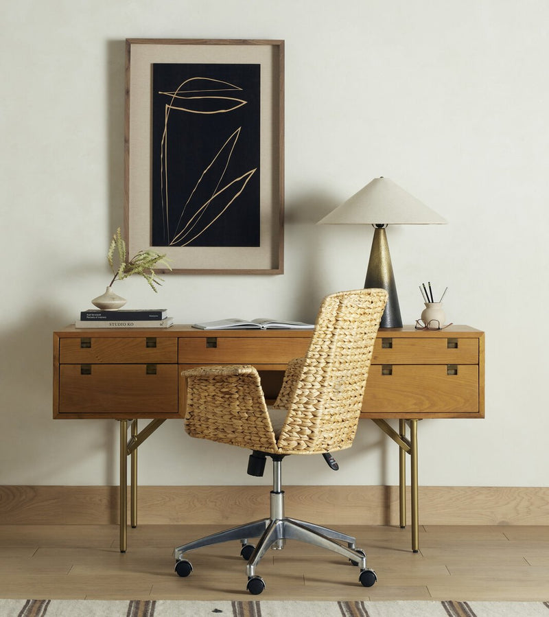 Abstract Botanic Line Drawing by Roseanne Kenny - Rustic Walnut