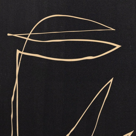 Abstract Botanic Line Drawing by Roseanne Kenny - Rustic Walnut