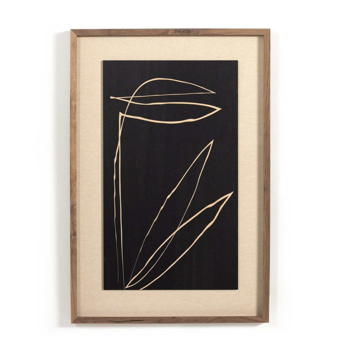 Abstract Botanic Line Drawing by Roseanne Kenny - Rustic Walnut