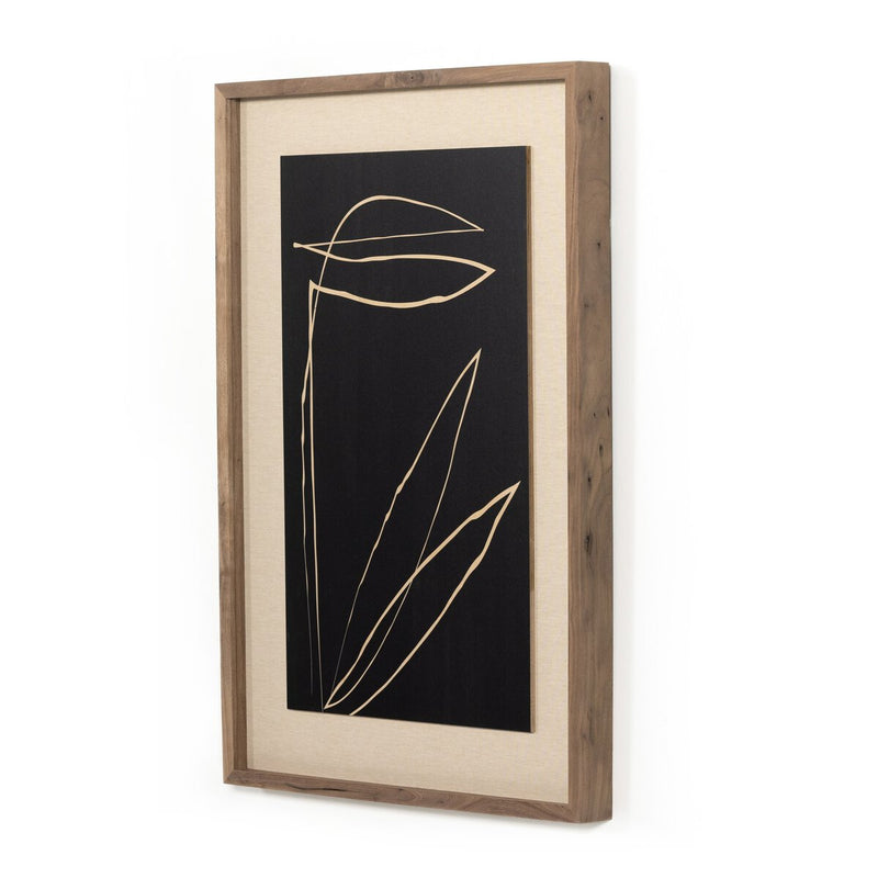 Abstract Botanic Line Drawing by Roseanne Kenny - Rustic Walnut