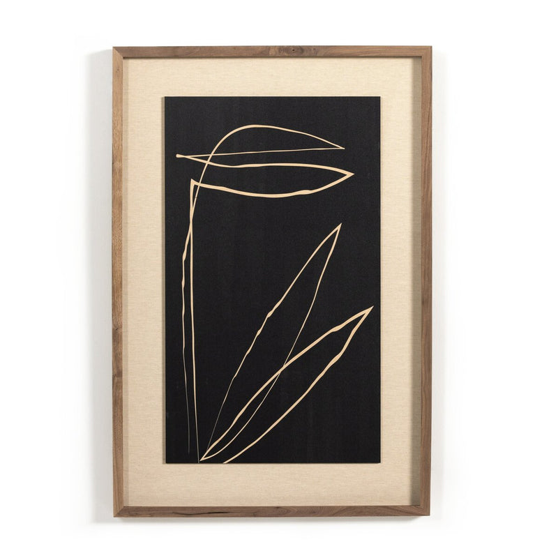 Abstract Botanic Line Drawing by Roseanne Kenny - Rustic Walnut