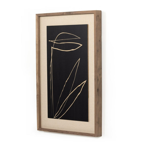 Abstract Botanic Line Drawing by Roseanne Kenny - Rustic Walnut
