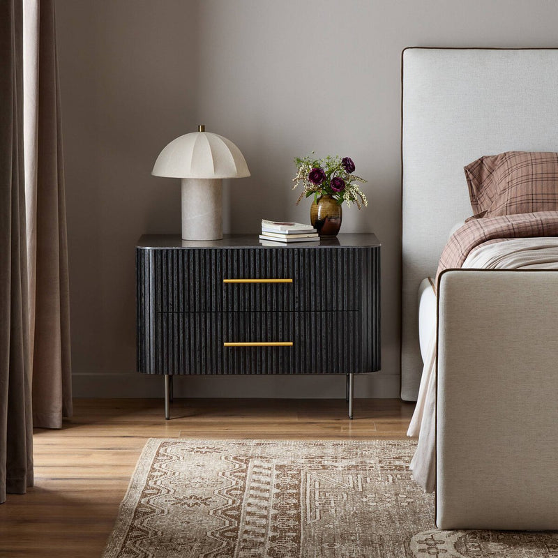 Fletcher Large Nightstand - Distressed Black Oak