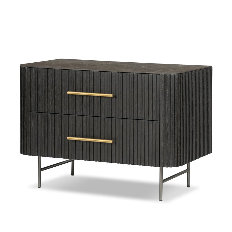 Fletcher Large Nightstand - Distressed Black Oak