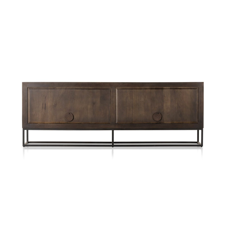 Kelby Closed Media Console - Carved Vintage Brown