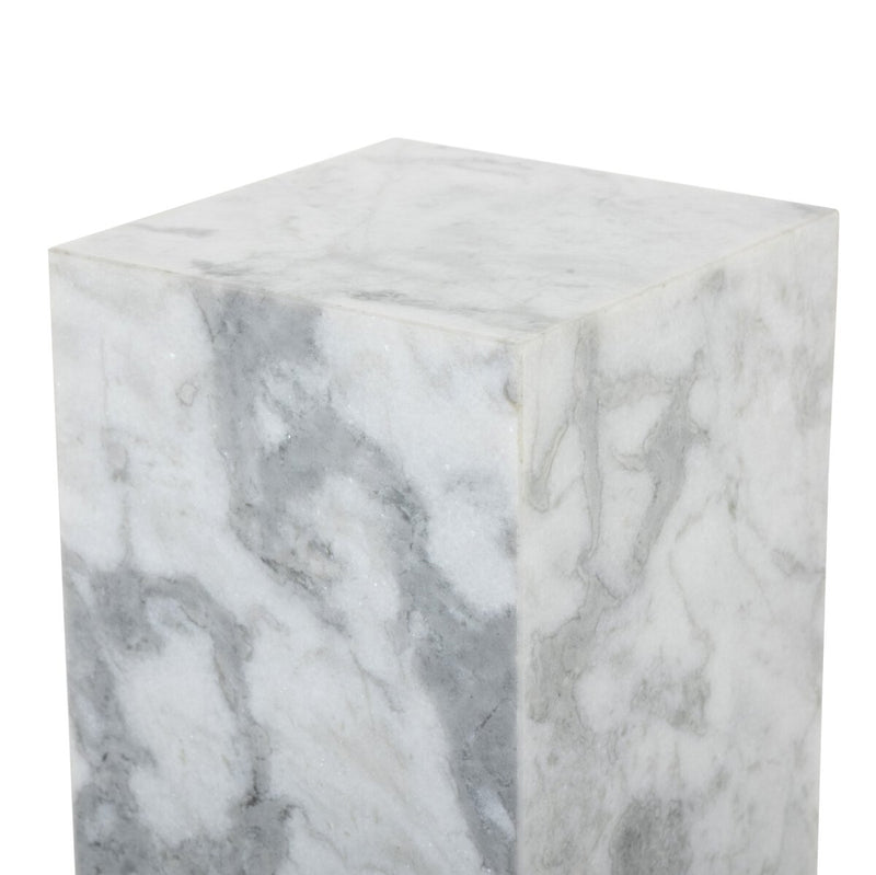 Modern Marble Pedestal - White & Grey Speckled Marble
