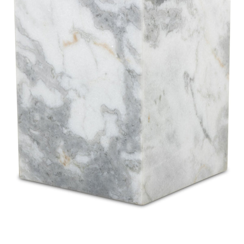 Modern Marble Pedestal - White & Grey Speckled Marble