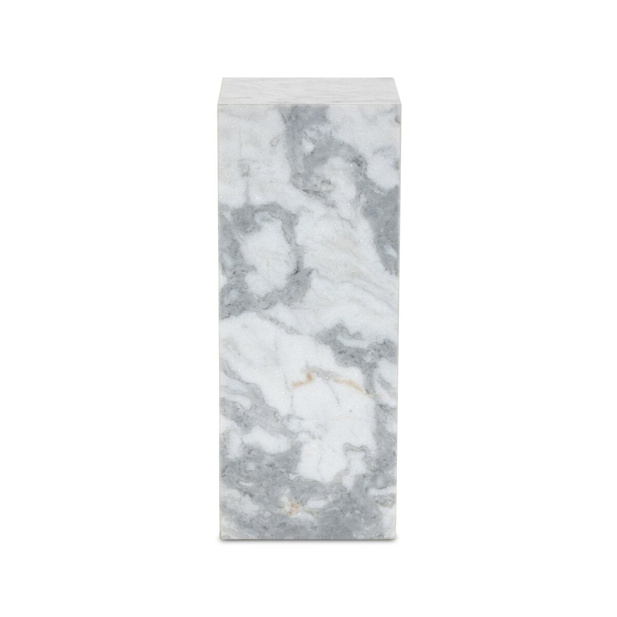 Modern Marble Pedestal - White & Grey Speckled Marble