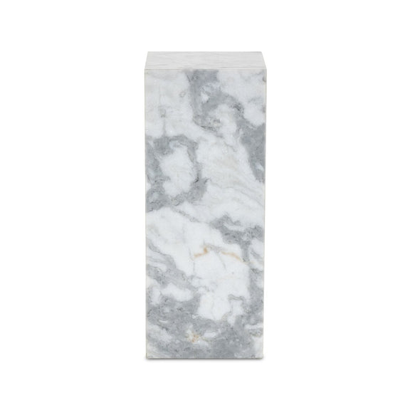 Modern Marble Pedestal - White & Grey Speckled Marble