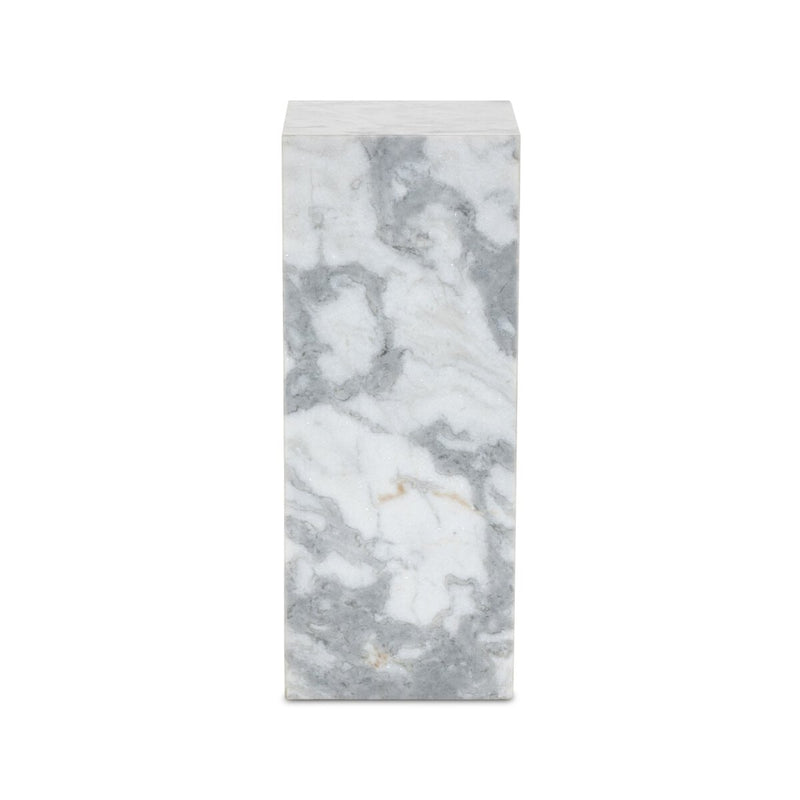 Modern Marble Pedestal - White & Grey Speckled Marble