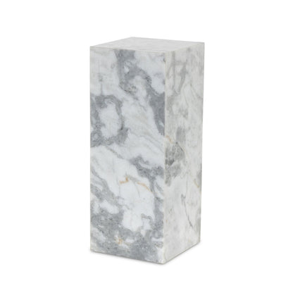 Modern Marble Pedestal - White & Grey Speckled Marble