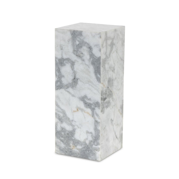 Modern Marble Pedestal - White & Grey Speckled Marble