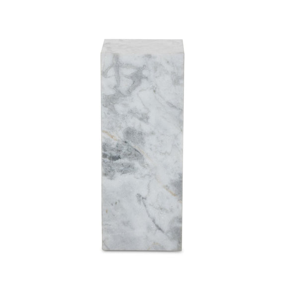 Modern Marble Pedestal - White & Grey Speckled Marble