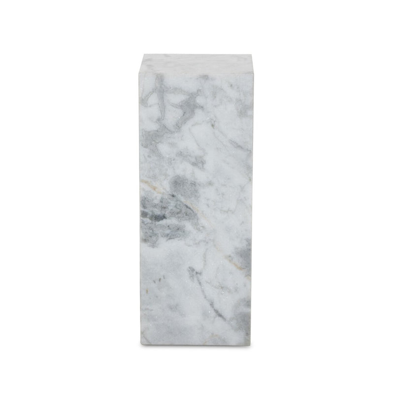 Modern Marble Pedestal - White & Grey Speckled Marble