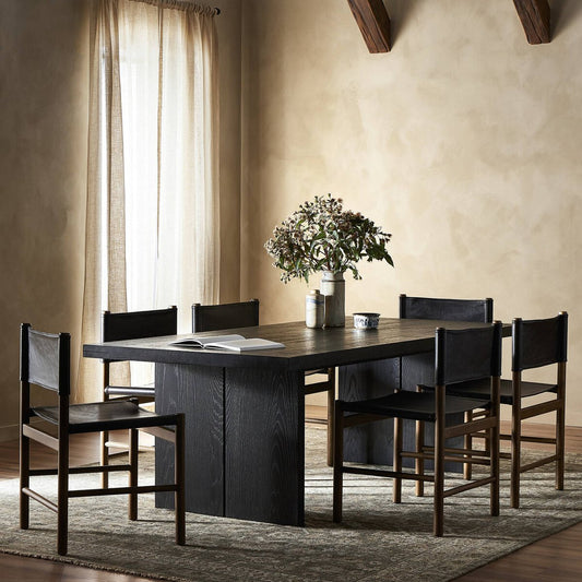 Warby Dining Table - Worn Black Oak
