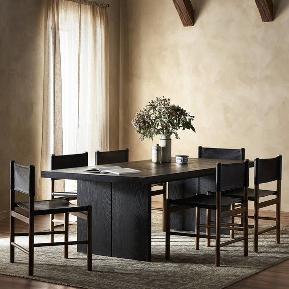 Warby Dining Table - Worn Black Oak