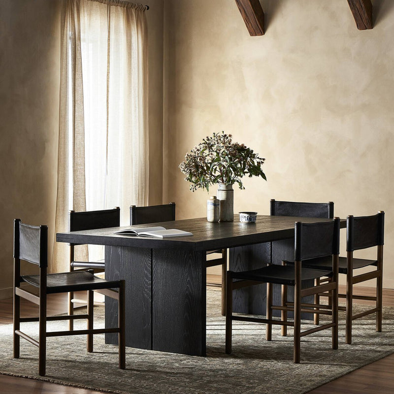 Warby Dining Table - Worn Black Oak