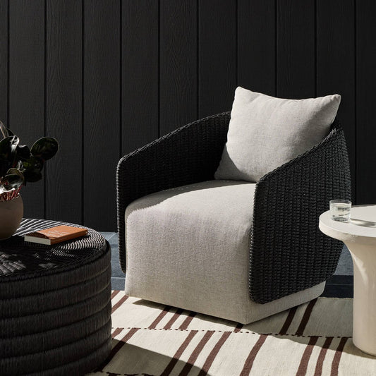Maven Outdoor Swivel Chair - Faux Black Hyacinth