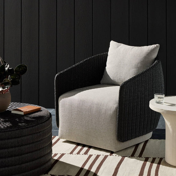 Maven Outdoor Swivel Chair - Faux Black Hyacinth