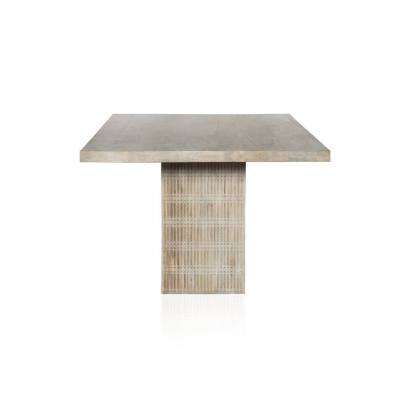 Kelby Dining Table - Light Wash Carved Mango