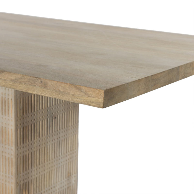 Kelby Dining Table - Light Wash Carved Mango