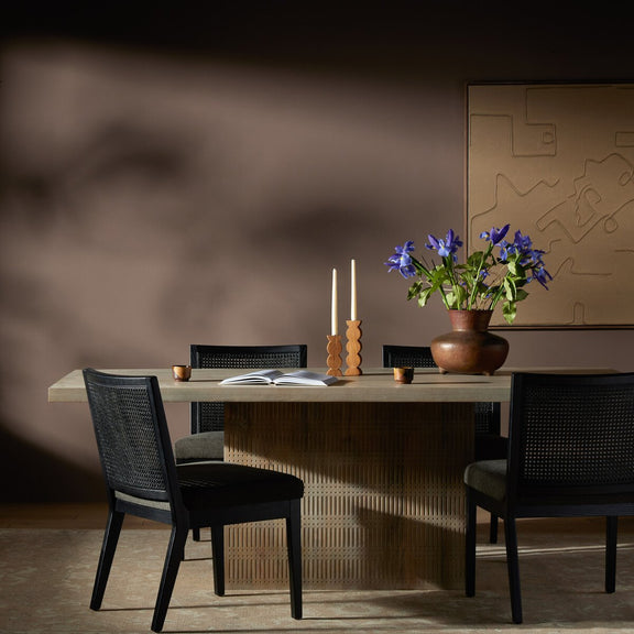 Kelby Dining Table - Light Wash Carved Mango