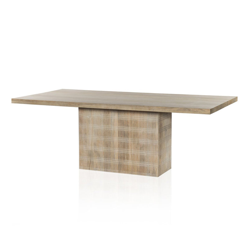 Kelby Dining Table - Light Wash Carved Mango