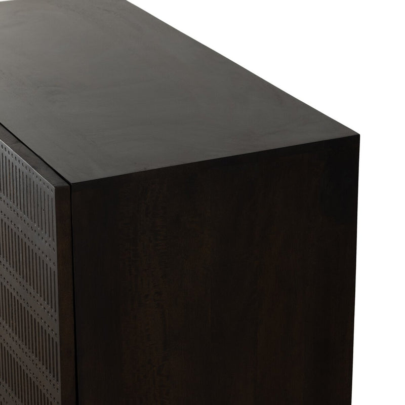 Kelby Bar Cabinet - Carved Vintage Brown