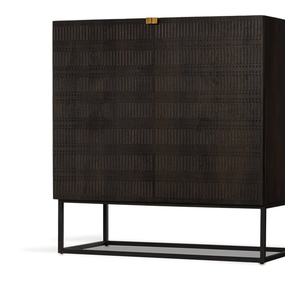 Kelby Bar Cabinet - Carved Vintage Brown