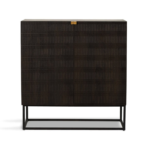 Kelby Bar Cabinet - Carved Vintage Brown