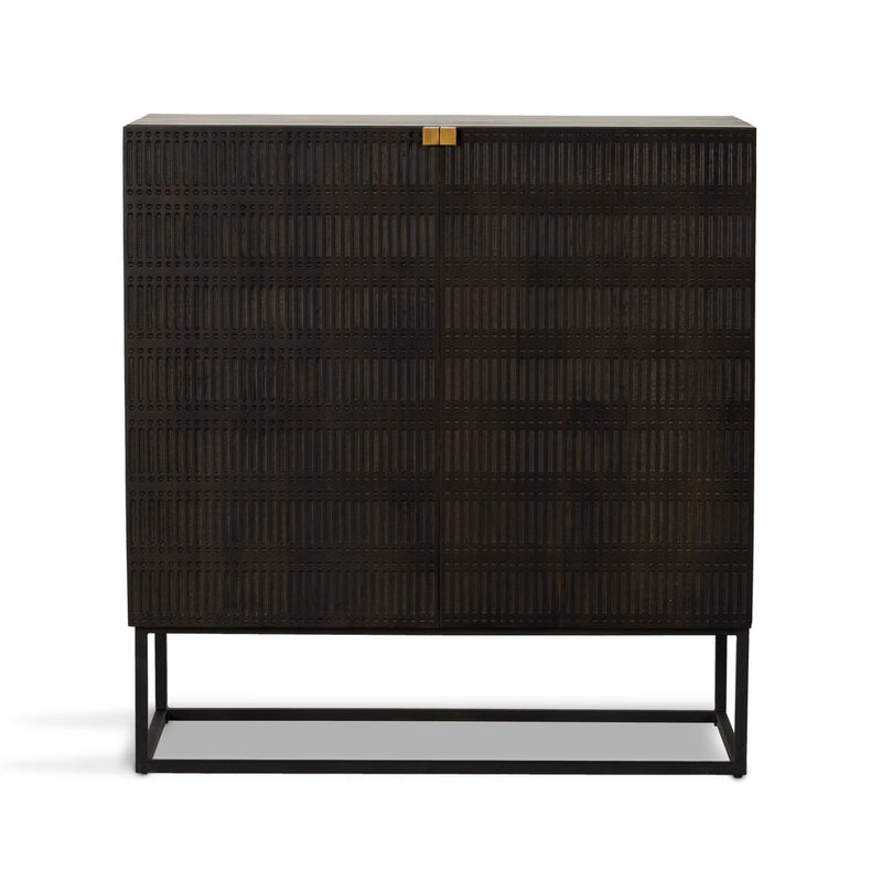 Kelby Bar Cabinet - Carved Vintage Brown