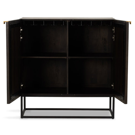 Kelby Bar Cabinet - Carved Vintage Brown