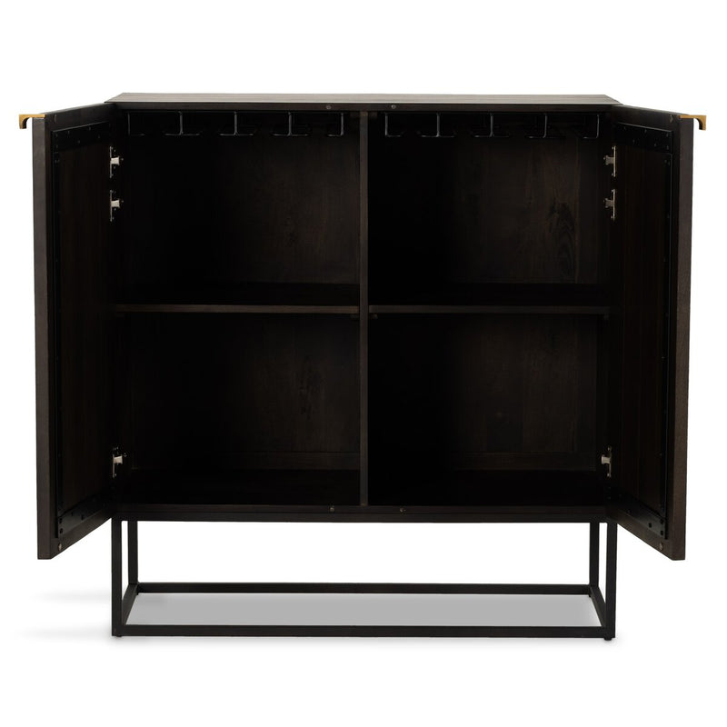 Kelby Bar Cabinet - Carved Vintage Brown