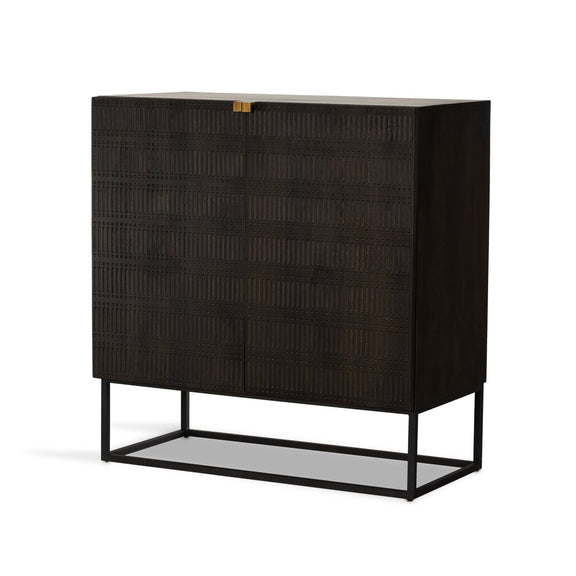 Kelby Bar Cabinet - Carved Vintage Brown
