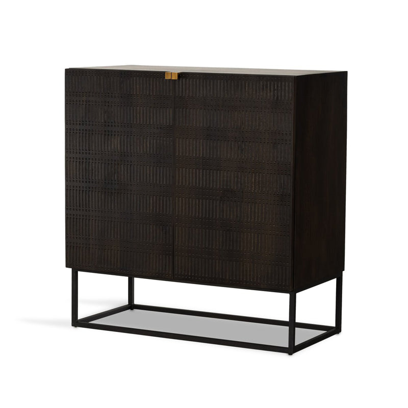 Kelby Bar Cabinet - Carved Vintage Brown