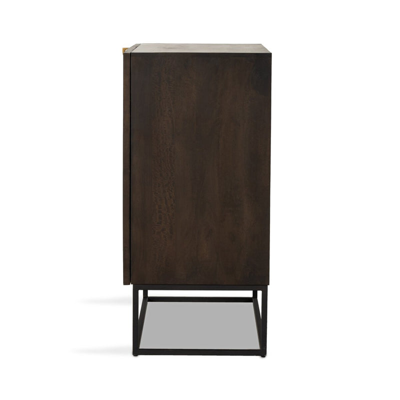 Kelby Bar Cabinet - Carved Vintage Brown