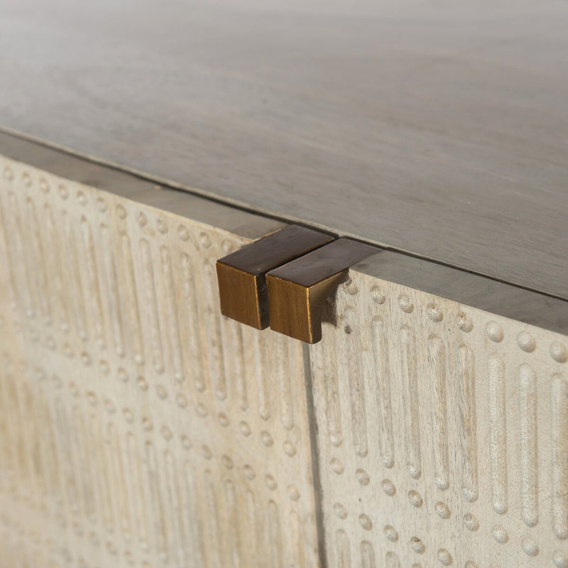Kelby Bar Cabinet - Light Wash Carved Mango